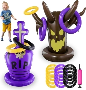 MGparty Halloween Party Games Inflatable Ring Toss Game Set for Kids Halloween Party Favors Supplies Holiday Decoration Indoor Outdoor Carnival Game