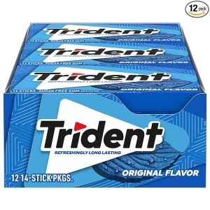 Trident Original Flavor Sugar Free Gum, 12 Packs of 14 Pieces (168 Total Pieces)