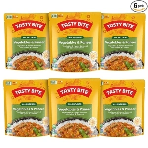 Tasty Bite Jaipur Vegetables, 10 Ounce, Pack of 6, Ready to Eat, Microwavable Entrée with Cashews & Raisins, Vegetarian