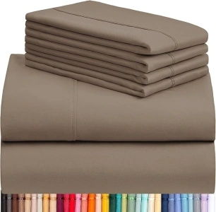 LuxClub 6 PC King Sheet Set, Breathable Luxury Bed Sheets, Deep Pockets 18