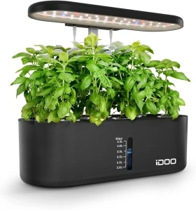 iDOO Hydroponics Growing System, 10 pods Indoor Herb Garden with LED Grow Light, Auto Timer Smart Garden, Water Shortage Alarm, 15'' Height Adjustable, 4.5L Water Tank