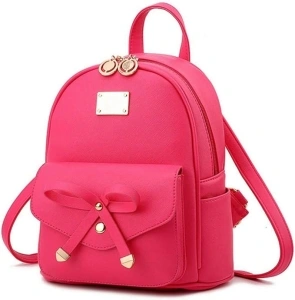 BAG WIZARD Girls Leather Mini Backpack Purse Cute Bowknot Fashion Small Backpack Purses for Teen Women