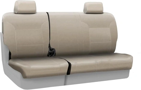 Coverking Custom Fit Rear 60/40 Bench Seat Cover for Select Pontiac Vibe Models - Premium Leatherette Solid (Cashmere)