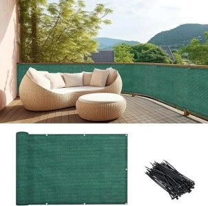 LOVE STORY 3'x19.7' Dark Green Balcony Screen Privacy Fence Cover UV Protection (HDPE Material) Weather-Resistant 3 FT Height Shield for Deck, Patio, Backyard, Outdoor Pool, Porch, Railing