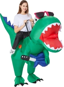 Inflatable Dinosaur Costume Adult Blow Up Riding Dinosaur Halloween Costumes Funny Animal Blowup Ride on Dino Outfit Suit for Adults Men Women