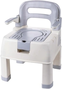 Shower Chair Portable Toilet Chair 2 in 1 Potty Chair up to 350 lbs Heavy Duty Anti-Slip Senior Commode Toilet Detachable Toilet for Disabled, Elder, Pregnant Woman