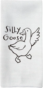 Silly Goose Kitchen Towels, Funny Silly Goose Hand Towels, Funny Fun Goose Decorative Dish Towels Dishcloths Tea Towels for Kitchen, Funny Goose Gifts Kitchen Bathroom Decor, 16x24in