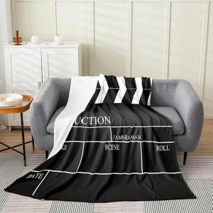 Feelyou Vintage Cinema Ticket Plush Throw Blanket for Sofa Couch Movie Theater Theme Fleece Flannel Fuzzy Blanket,Filmstrip Home Decorative All Season,Bed Blanket Room Decor Twin 60