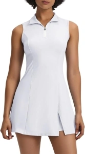 Dokuritu Tennis Dresses for Women,Golf Dresses for Women with Shorts Sleeveless Workout Athletic Dress with Pockets