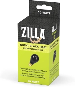 Zilla Reptile Terrarium Incandescent Heat Bulb, Night Black, 50 Watts