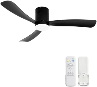 Black Low Profile Ceiling Fans with Lights,52