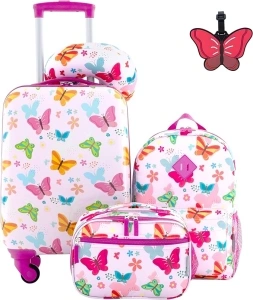 Travelers Club 5 Piece Kids' Luggage Set, Butterfly