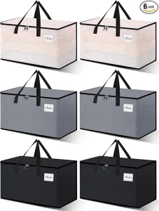 Heavy Duty Moving Bags - Extra Large Packing Bags and Storage Totes, Collapsible and Foldable Option for Moving and Storage, Multicolored, 93 L - 6 Pack