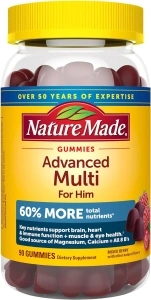 Nature Made Advanced Multivitamin Gummies for Him with Magnesium Citrate, Calcium & All 8 B Vitamins, Multivitamin for Men, 90 Gummies, 30 Day Supply