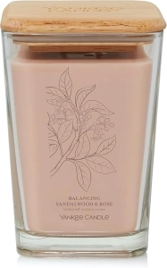 Yankee Candle Balancing Sandalwood & Rose Well Living Collection Large Square Candle, 19.5 oz.