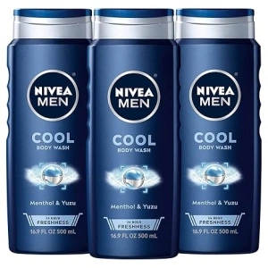 Nivea Men Cool Body Wash with Icy Menthol, Scented Body Wash for Men, 3 Pack of 16.9 Fl Oz Bottles