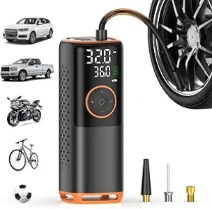 Tire Inflator Portable Air Compressor-160 PSI Portable Air Pump for Car Tires,Portable Tire Inflator for Car, Bike, Motorcycle Tires, Balls, with Tire Pressure Gauge