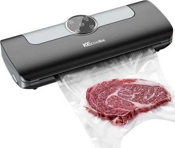 KECOOLKE Vacuum Sealer Food Sealer Machine, Dry/Moist Vacuum Sealer Machine with 5-in-1 Easy Options for Sous Vide and Food Storage, Air Sealer Machine with 10 Vacuum Seal Bags