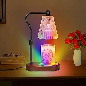 Candle Warmer Lamp with RGB Mode,8 Colors LED Changing,Electric Candle Warmer with Timer Dimmer Adjustable Height,Mothers Day Gifts,Vintage Home Decor for Scented Jar Candles