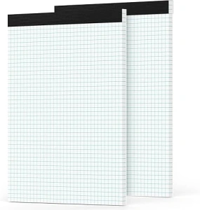 Graph Paper Pad 8.5 x 11, 2 Pack, 4x4 Graph Ruled, Grid Paper Pad 8-1/2