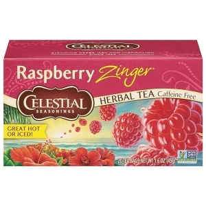 Celestial Seasonings Raspberry Zinger Herbal Tea, Caffeine Free, 20 Tea Bags Box