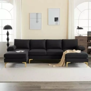 Heavy Duty 4 Seat Modern Sectional Sofa Set with 2 Chaise Couch U Shape