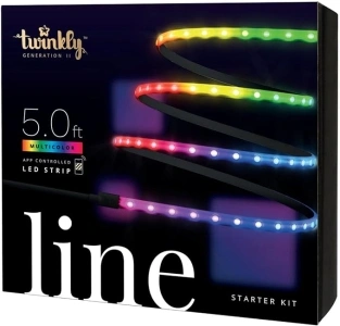 Twinkly Line Starter Kit 5ft, Multicolor LED Strip Magnetic and Adhesive, Kit with Smart Controller, Compatible with HomeKit, Alexa and Google Home, 16 M+ Colors, App Control, Black Wire