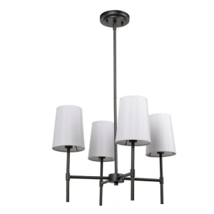 Better Homes & Gardens 4-Light Chandelier Matte Black with White Fabric Shades with Bulbs