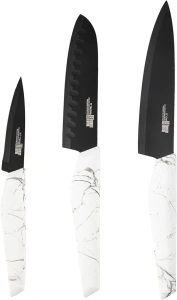 Cambridge ERI10BPTRI6BM Robert Irvine 6-Piece Cutlery Prep Set, Marble & Black