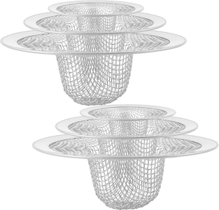 6pcs Kitchen sink strainer Bathroom Sink Strainer Tub Mesh Strainer, Stainless Steel Slop Basket Filter Trap, Hair Stopper for Bathroom Bathtub Drain