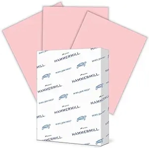 Hammermill Colored Paper, 20lb Pink Printer Paper, 8-1/2 x 11- 1 Ream (500 Sheets) - Made in the USA, Pastel Paper, 103382R