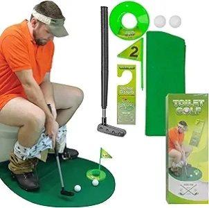 Potty Putter Toilet Time Golf Game - Perfect Bathroom Mini Golf Set for Golf Enthusiasts - Hilarious and Fun Novelty Gift for All Ages - Improve Your Putting Skills on the Loo!