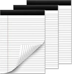 Legal Pads 8.5 x 11 Note Pads 8.5 x 11.75 Inch Notepad 3 Pack of Writing Pads Wide Ruled Lined Paper Pads 21Ib White Paper Note Pads 8.5 x 11 with 30 Sheets Per Legal Pad for School, Office, Home