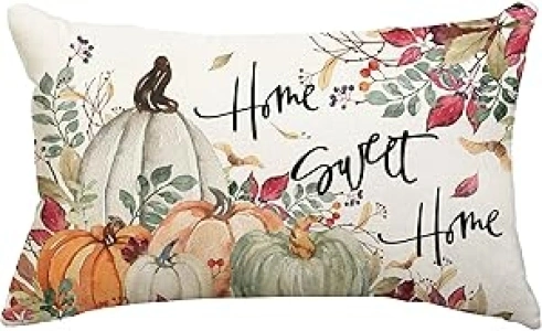 Fall Pillow Covers 12x20 inch White Orange Pumpkin Pillows Home Sweet Home Pillowcase Autumn Farmhouse Decoration for Home Couch