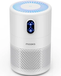 MOOKA Air Purifiers for Home Large Room up to 1076 ft², H13 True HEPA Air Filter Cleaner, Odor Eliminator, Remove Smoke Dust Pollen Pet Dander, Night Light(Available for California)