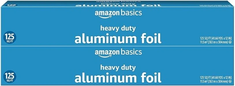 Amazon Basics Heavy Duty Aluminum Foil, 125 Sq Ft, Pack of 2