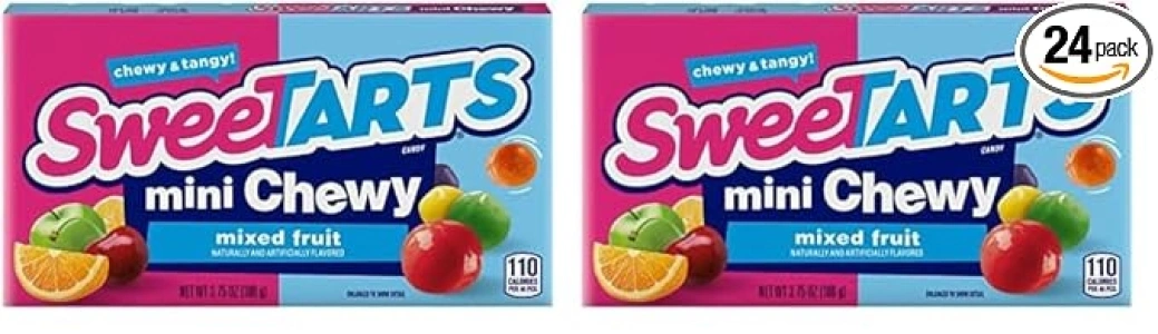SweeTARTS Mini Chewy Candy, 3.75 Ounce Theater Candy Boxes (Pack of 24)