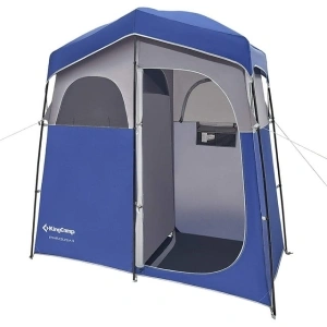 KingCamp Oversized 2 Rooms Camping Shower Tent Extra Wide Outdoor Shower Tent Privacy Tent for Portable Toilet/Bathroom/Dressing Changing Room with Carry Bag, Blue