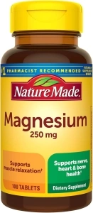 Nature Made Magnesium Oxide 250 mg, Magnesium Supplement for Muscle, Heart, Bone and Nerve Health Support, 100 Tablets, 100 Day Supply