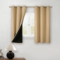 BGment Short 100% Blackout Curtains for Bedroom, Thermal Insulated Energy Efficiency Noise Reducing Grommet Curtains 54 Inch Length for Small Window 2 Panels Each 42 Inch Wide, Light French Beige