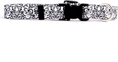 Yellow Dog Design Art Inspired Standard Line Dog Collar, Damask, Cat 8" - 12", (DAM100C)