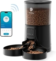 Cat Feeder Automatic for 2 Cats: Automatic Cat Feeder WiFi 2.4G- Time Dual Cat Feeder 1-10 Meals| Smart App Control Auto Pet Feeder for Cats and Small Dog Indoor- Dual Power& Detachable Clean