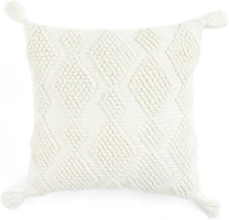 Lush Decor Julie Tassel Decorative Throw Pillow, 18" W x 18" L, Snow White - Square Pillow - Throw Pillows For Bed, Couch, Or Chair