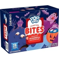 Pop-Tarts Vampire Bites Baked Pastry Bites, Kids Snacks, Halloween Snacks, Frosted Strawberry, 25.6oz Box (28 Pouches)