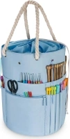 KENOBE Knitting Bag Crochet Organizer, Portable Large Capacity Travel Yarn Storage Holder Tote with Grommets for Knitting Accessories Supplies, Needles Hooks Essentials, Crochet Project Case, Blue