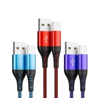 USB C Cable, Premium Nylon Braided USB A to USB C Cable [3-Pack, 6FT], Multicolored Type C Charger Cable Fast Cable for iPhone 15 / iPad, Galaxy S/Note/A, Google Pixel and More