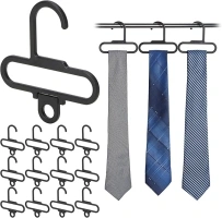 HOUSE DAY Tie Hanger Scarf Hanger 12 Pack, Scarf Holder Rack for Closet Accessories Organizer, Closet Organizers and Storage Scarf Organizer for Closet for Belt, Tie, Bras - Black