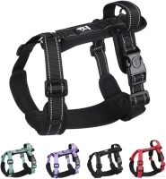 Y-Shaped Dog Harness with Adjustable Durable Nylon, Soft Padding, Metal Buckles and Leather Handle for Small, Medium, Large Dogs (Black, XL(bust21.2-30 inches, Weight 14-25 kg))