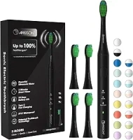 ARISSON Sonic Electric Toothbrush for Adults and Kids, 1.5H Charge for 90 Days, 40,000 VPM Power Toothbrush, Ultrasonic Electric Toothbrushes, 2 Minutes Smart Timer, 1.6 Oz Travel Toothbrush, Black