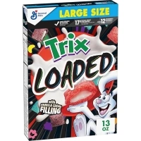 Trix Loaded Cereal, Fruity Flavored Cereal With Artificially Flavored Vanilla Crème Filling, Made With Whole Grain, Large Size, 13 oz